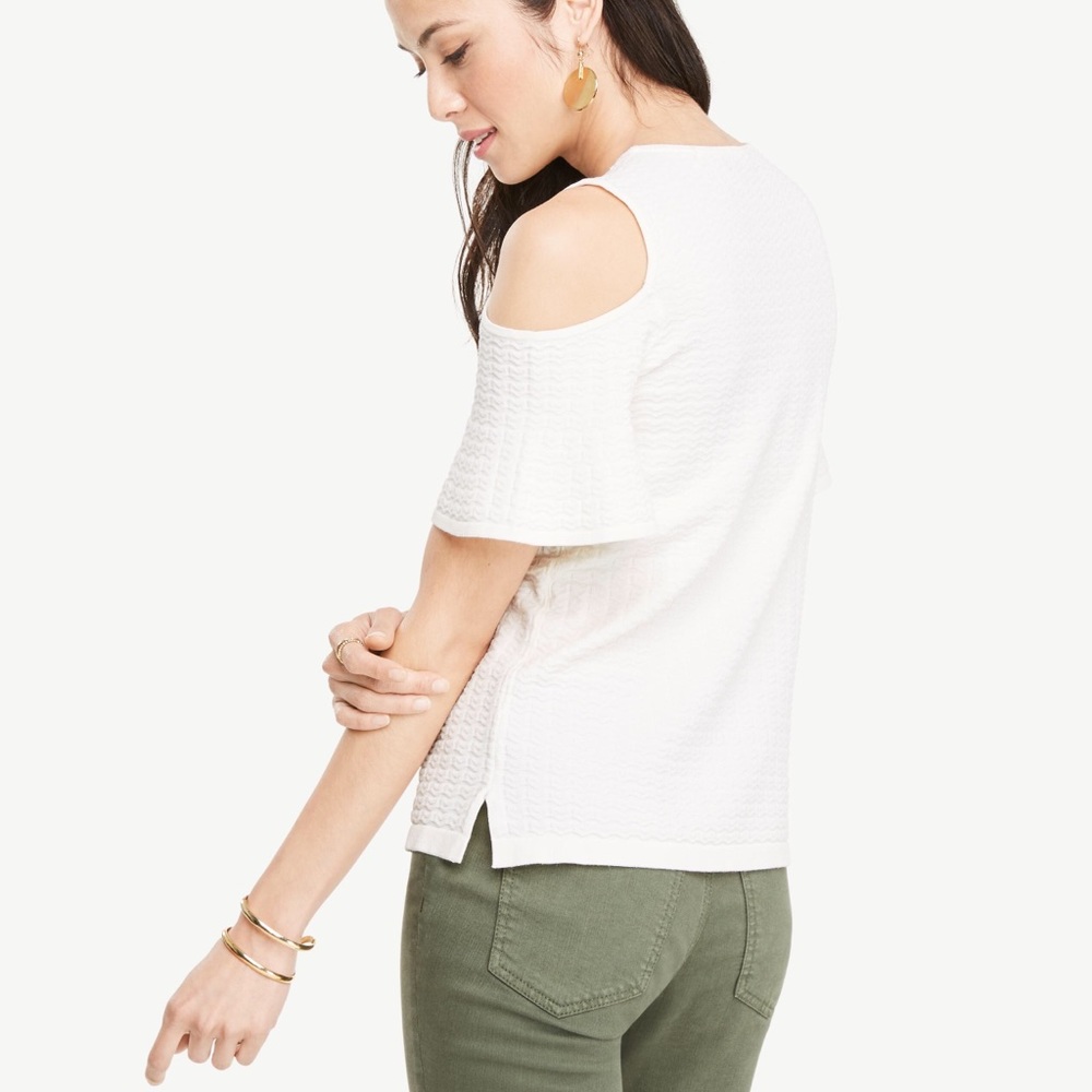 🎉Ann Taylor stitched cold shoulder sweater top - Picture 2 of 5